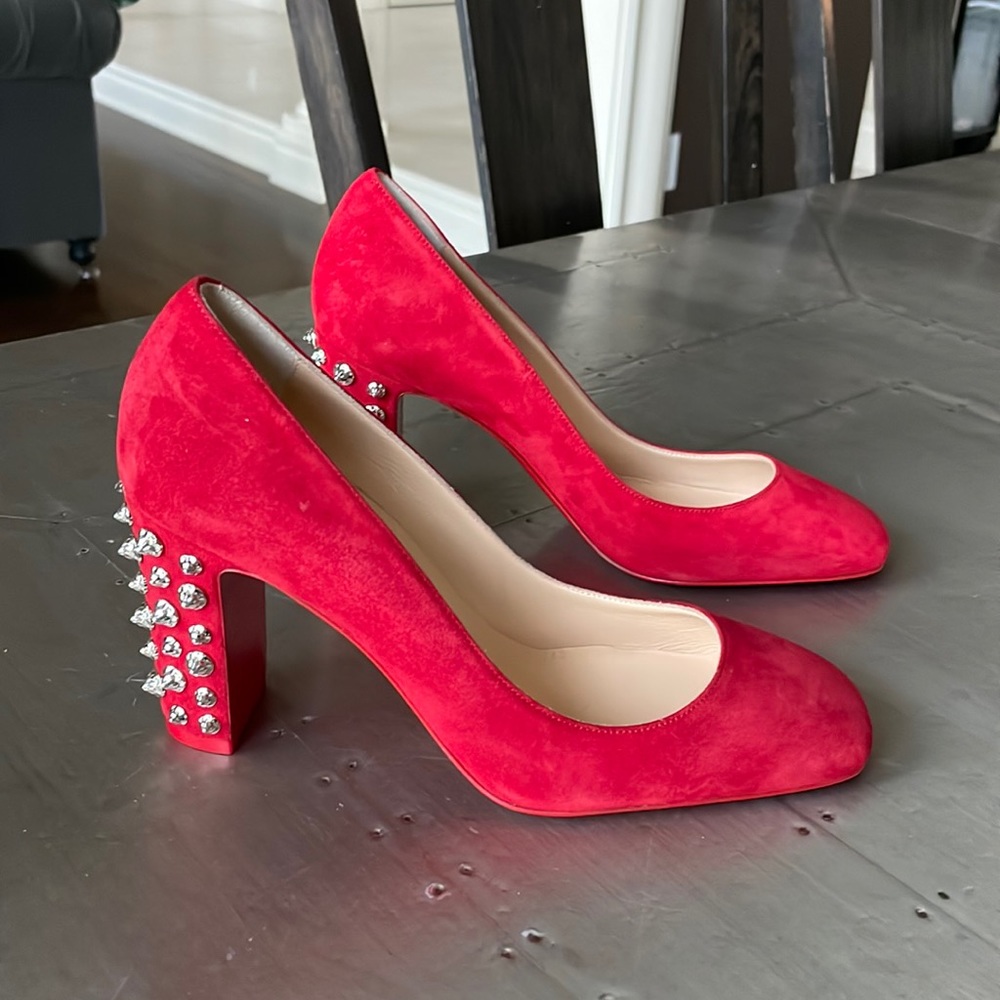 Christian louboutin Donna stud spikes loubi red silver pump 85mm sz 37